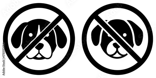 No dogs allowed sign, a prohibition sign indicating that dogs are not permitted