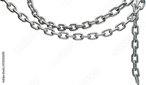 Realistic 3D Hanging Steel Chain, Hanging Chain Decoration With Transparent Background