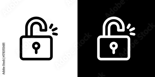 開いている南京錠のアイコン
