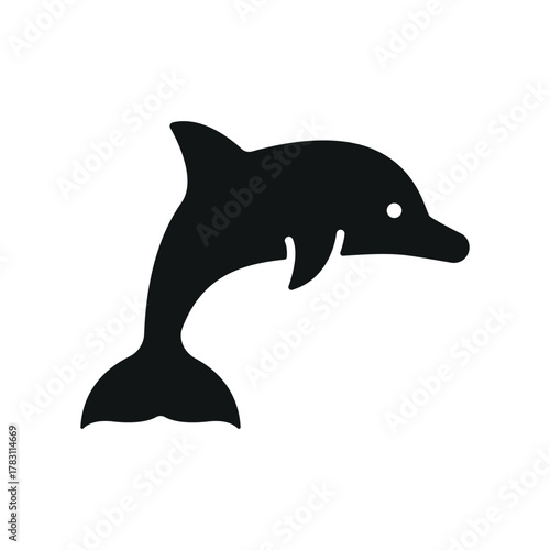 Dolphin icon for solid wildlife and summer illustration themes.