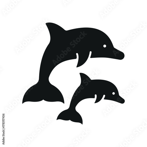 Two Dolphin icon for modern, bold, and minimalist animal illustrations.
