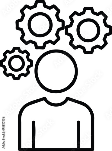 Vector Illustration of Human Mind's Gears Conceptual Icon of Ideas, Thinking, and Problem-Solving Processes