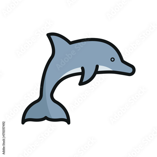 Dolphin icon for colorful and outlined ocean wildlife illustrations.