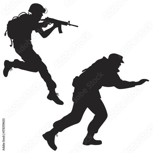 silhouettes of soldiers