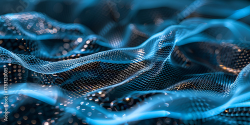 Abstract Molecular Network with Blue Glowing Nodes