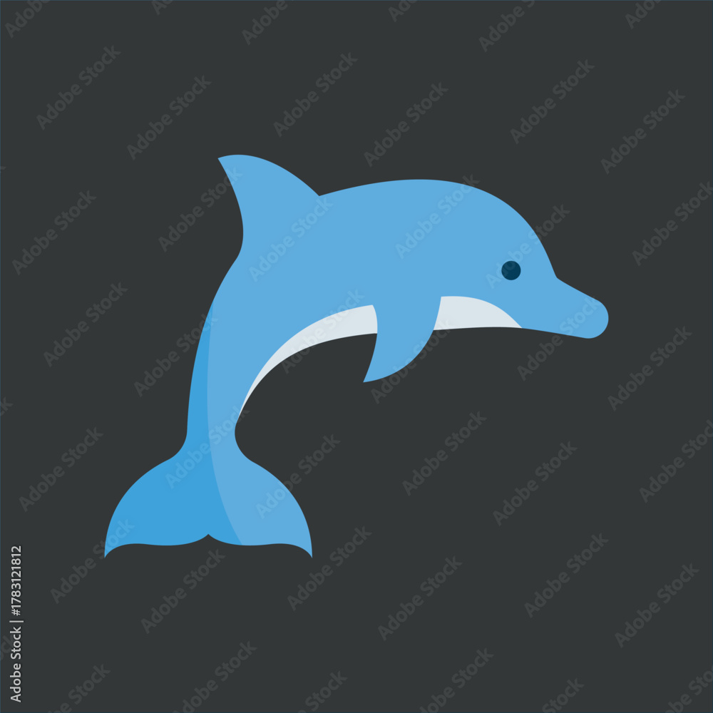 Fototapeta premium Dolphin icon for realistic, blue bright, and vivid ocean life illustrations.