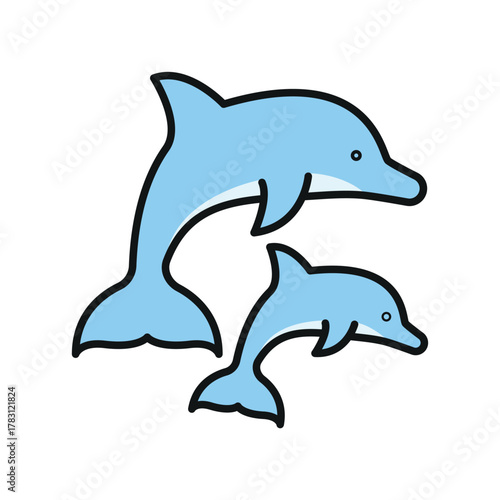 Two Dolphin icon for tropical ocean and underwater theme visuals.