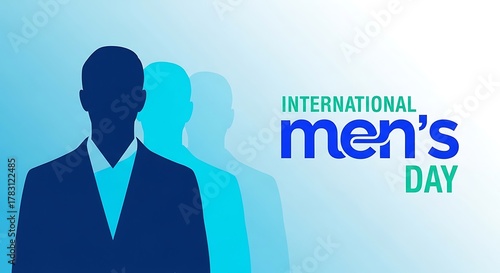 International mens day celebration with silhouette of men on blue background