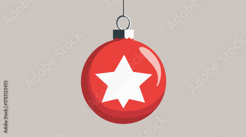 Red Bauble with White Star