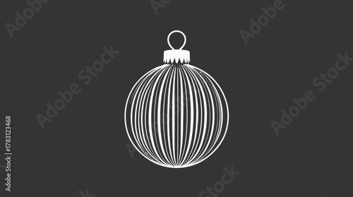 White Line Art Christmas Bauble