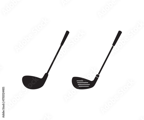 Golf club icon vector silhouette, Sports equipment design for golf enthusiasts