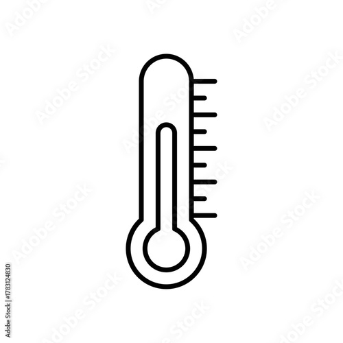 Thermometer icon illustrated in modern vector line style, isolated on a white background. Ideal for medical apps, temperature checking devices, healthcare equipment, and fever monitoring concepts.