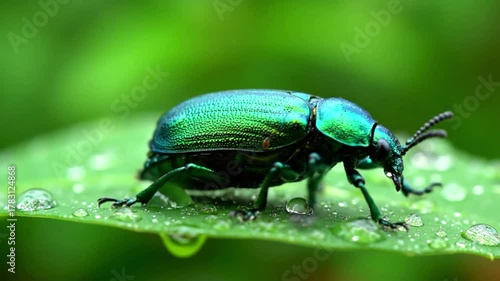 Wallpaper Mural Illustrating the quiet, unseen activity within a lush natural environment, focusing on the purposeful movement and unique anatomy of a fascinating insect. Torontodigital.ca