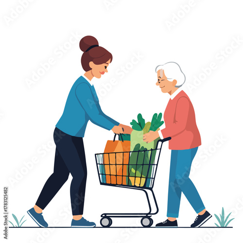 National Philanthropy Day illustration of diverse volunteers helping elderly, children, and animals, hands holding heart globe, donation box, charity event, giving back, teamwork, kindness