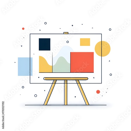 Dynamic business presentation board with colorful charts and data visualization, perfect for modern corporate strategy planning and analysis.