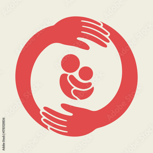 World Adoption Day vector set with heart, family silhouettes, globe, embracing hands, puzzle home, unity, hope, and love symbols in a clean minimalist style.