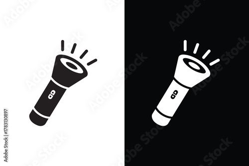 Flashlight icon vector silhouette, Minimal torch light design