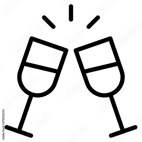 cheers glass line icon
