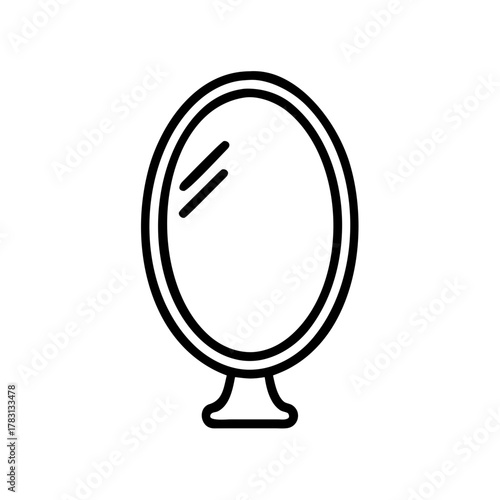 Mirror Line Art Icon Vector Illustration of Home Decoration Isolated on White Background