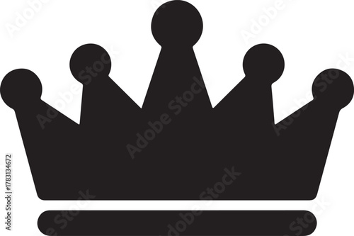 A classic black silhouette of a royal crown is displayed, set against transparency