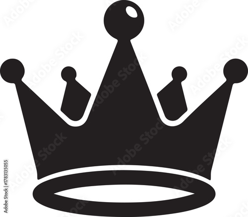 Elegant black silhouette showcases a royal crown with distinctive points and orb design