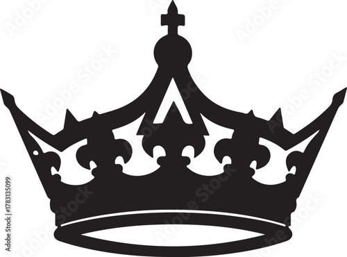 Intricate crown silhouette with fleur de lis patterns showcases royal heritage and heraldic symbolism, transparent background