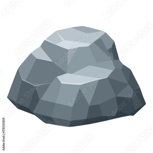Large chunk granite stone boulder rock flat color vector illustration template design