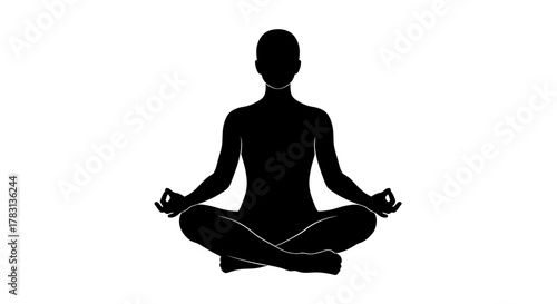 Find Inner Peace with Meditating Silhouette - Perfect for Wellness Brands, Yoga Studios, and Mindfulness Campaigns seeking Serenity and Balance