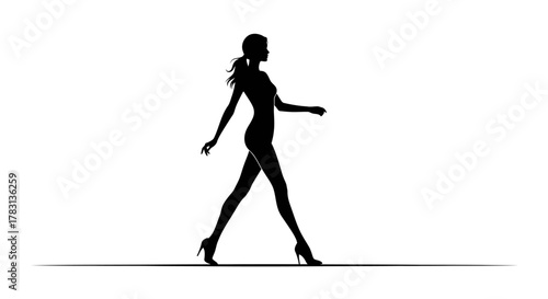 Elegant woman silhouette walking with confidence, a timeless design for fashion, beauty, or lifestyle brands seeking sophistication and style