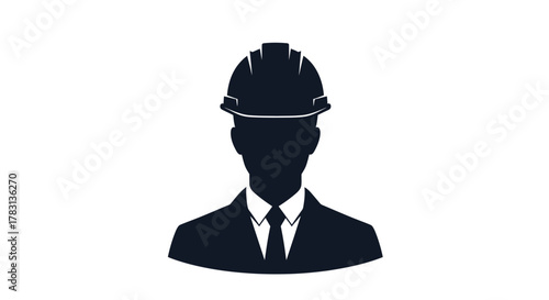 Professional architect in hardhat and suit, ready to tackle any project, perfect for construction industry or design firm branding and marketing campaigns