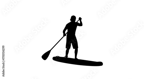 Paddleboarder silhouette enjoys stand up paddleboarding for fitness and fun on the water, a peaceful way to explore nature and stay active