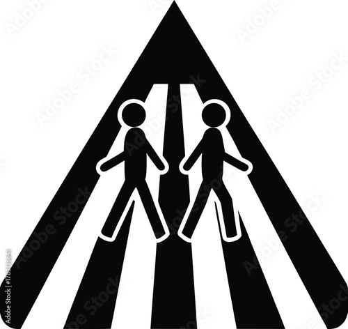 Pedestrian crossing sign with two people walking on crosswalk street symbol