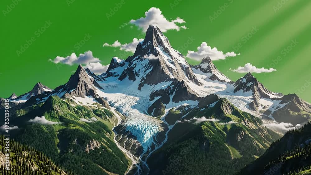 Aerodynamic Bloom with a cloud of shapes coming effect green screen morphing shapes style featuring clouds, shapes, morphing,