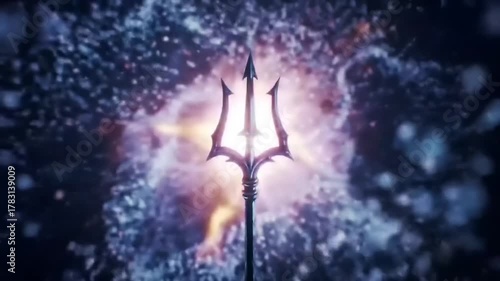 Trident weapon in glowing space.