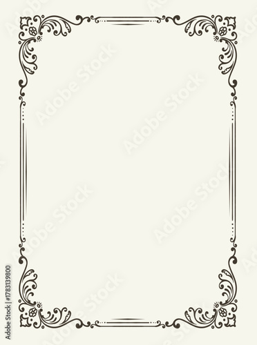 Elegant Ornamental Flourish Engraved Frame for Certificate or Invitation Vector