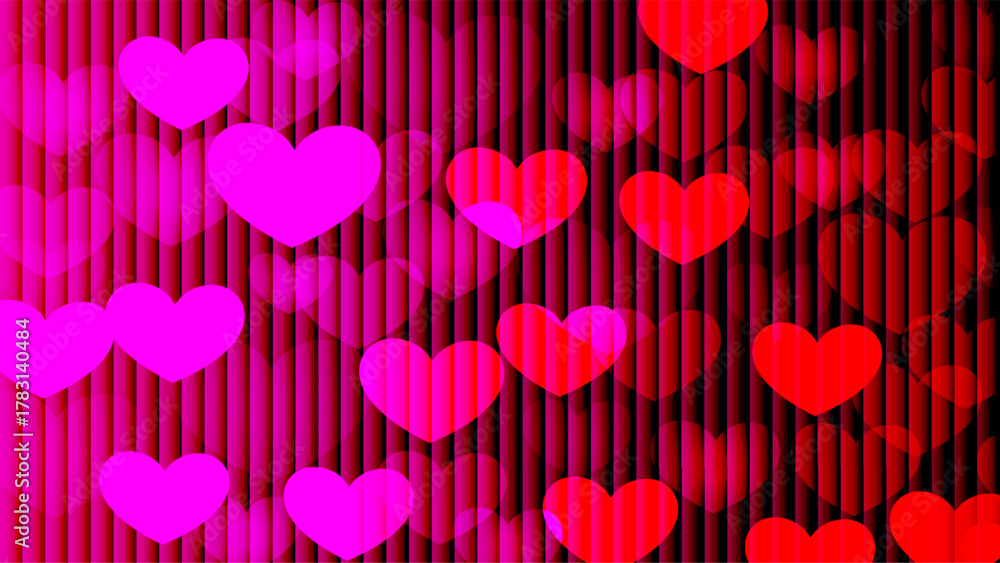 Vibrant hearts bokeh effect on textured background creates a romantic and festive atmosphere