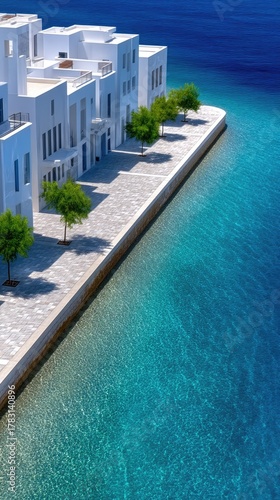 Luxury Seaside Resort With White Buildings Lined With Trees Overlooking Turquoise Ocean Waters On A Sunny Day