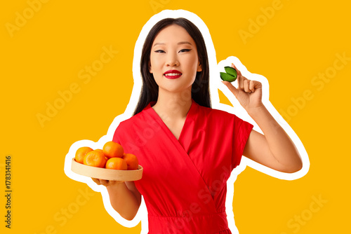 Beautiful Asian woman with ...