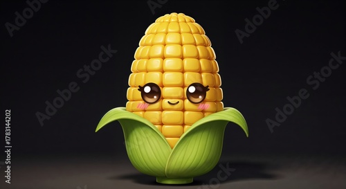 Animated Corn on the Cob: An adorable animated corn on the cob, radiating charm and a sense of joy. The vibrant colors and playful design evoke a feeling of cheerfulness and delight.