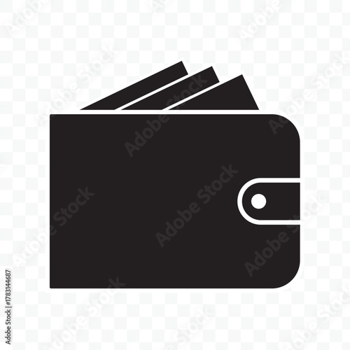 Wallet with cards icon on transparent background.