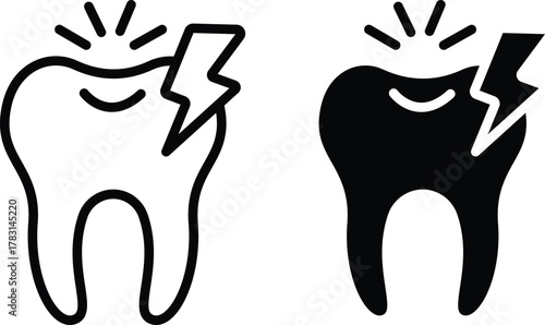 Severe Tooth Pain Icon. Dentalache, Sensitivity, and Emergency Problem Symbol or Vector Silhouette and Pictogram..eps