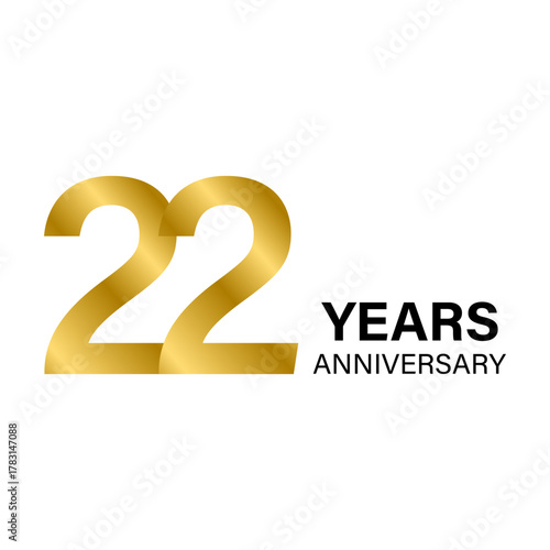 22 years anniversary gold icon vector for graphic design, logo, website, social media, mobile app, UI illustration