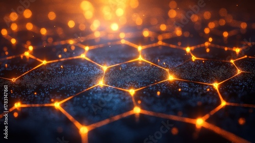 Network of Energy: A glowing network of energy pulses across a textured surface, showcasing an interconnected system and technological advancement.