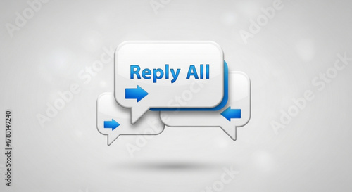 Reply all email message communication icon concept for group messaging and business correspondence needs
