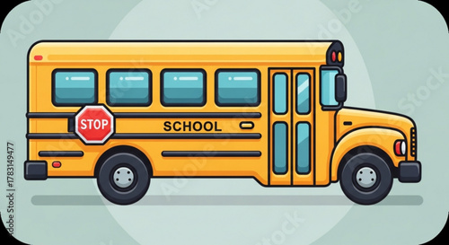 Cartoon yellow school bus illustration vector graphic design for educational resources and children books
