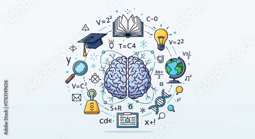 Brain power learning knowledge education science and mathematics concept for education and creative thinking and ideas