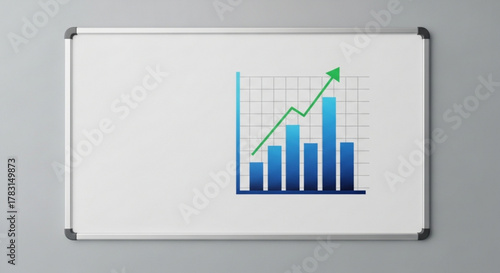 Business growth chart on whiteboard showing financial success and market analysis presentation report