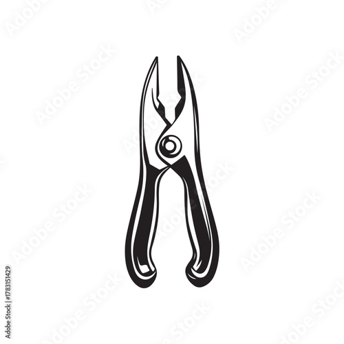 Vector illustration of a cutting pliers sketch with simple line style and realistic details.