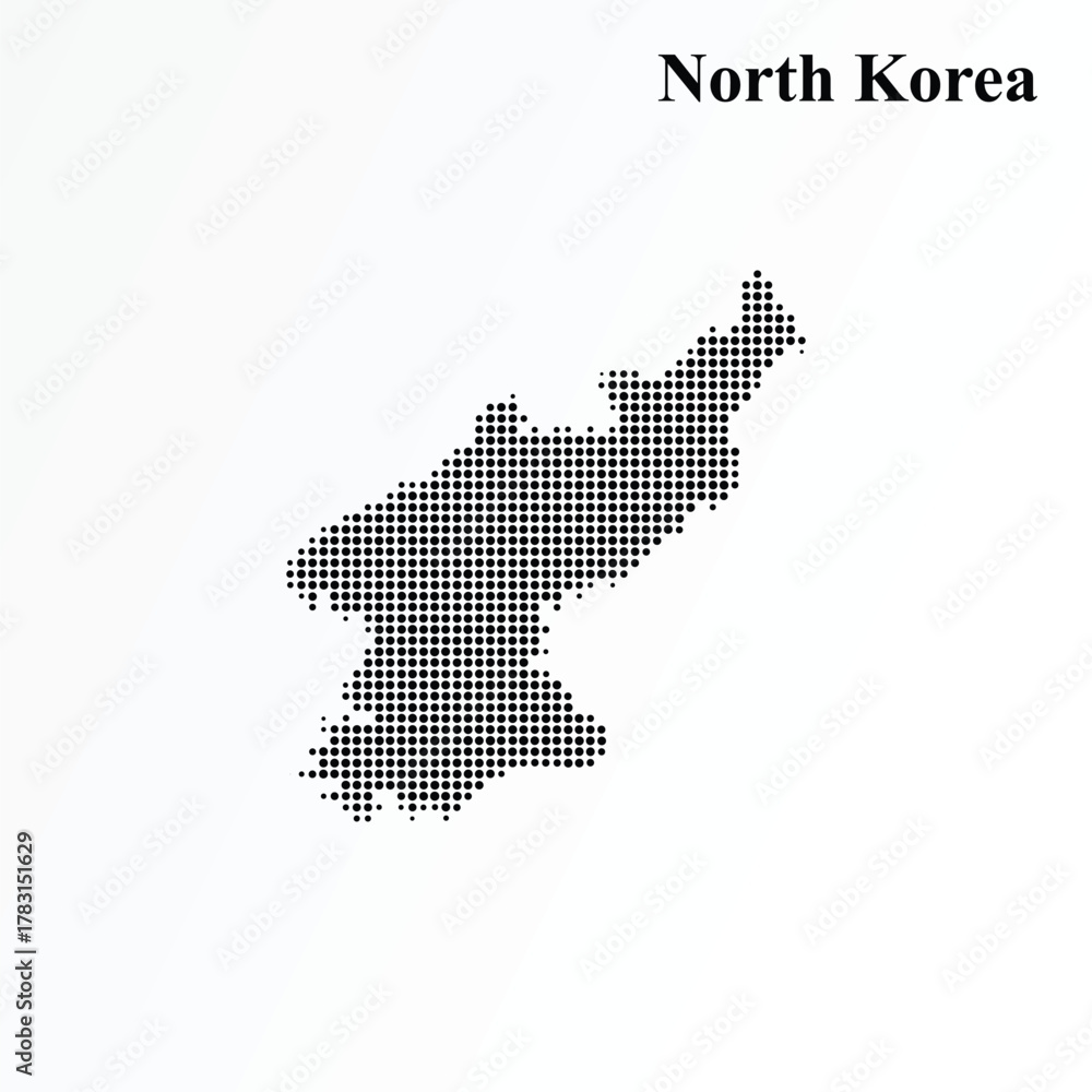 Obraz premium Abstract North Korea Map in Halftone Dot Pattern Minimalist Vector Design