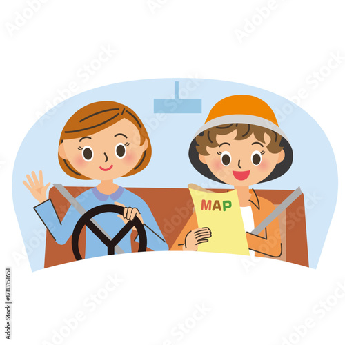 ドライブや旅行、買い物を友人と楽しんでいる